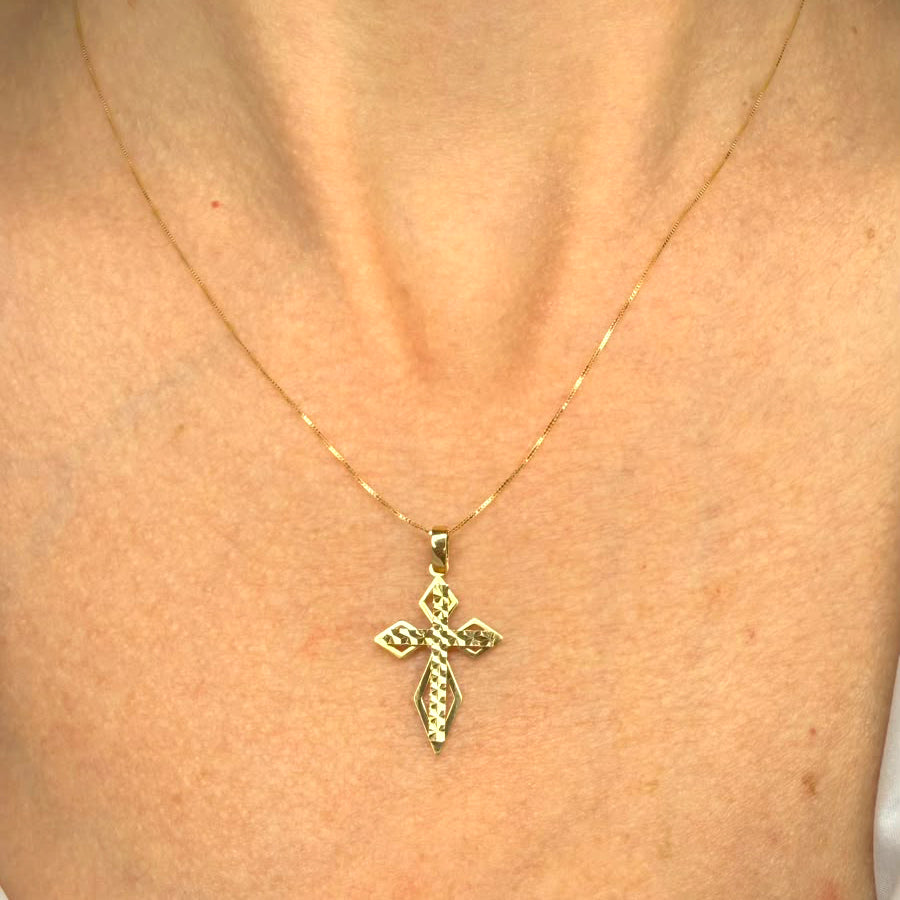 Croce diamantata in oro giallo 18 KT (750)