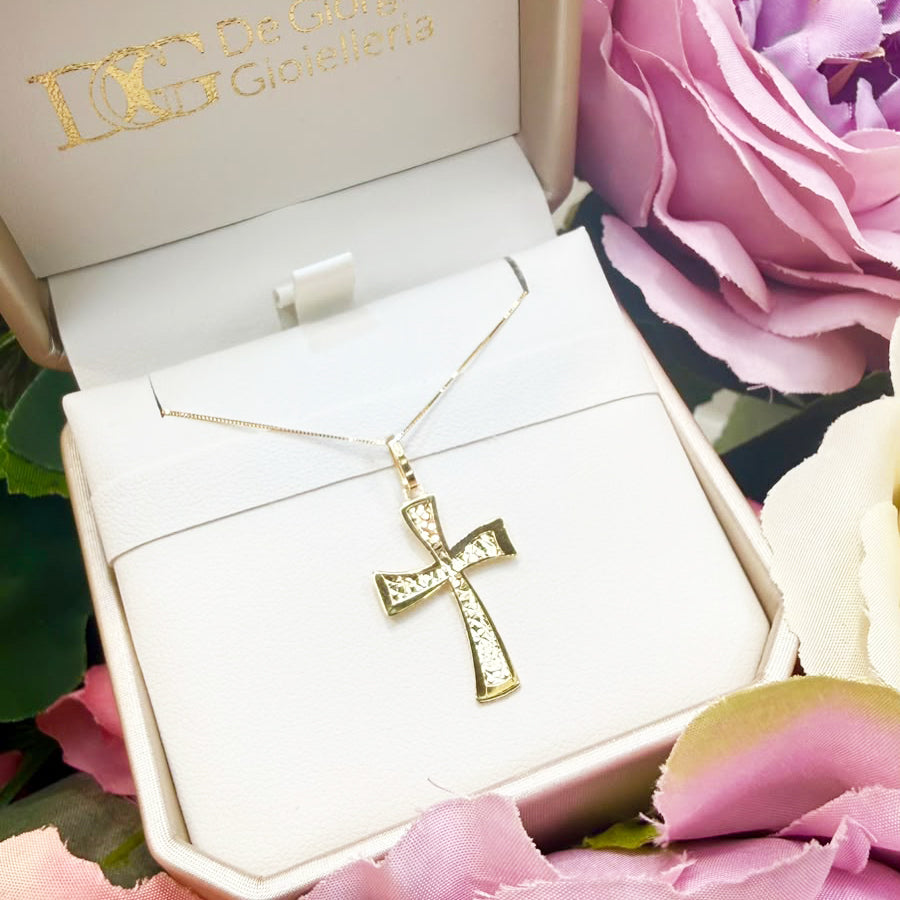 Croce diamantata in oro giallo 18 KT (750)