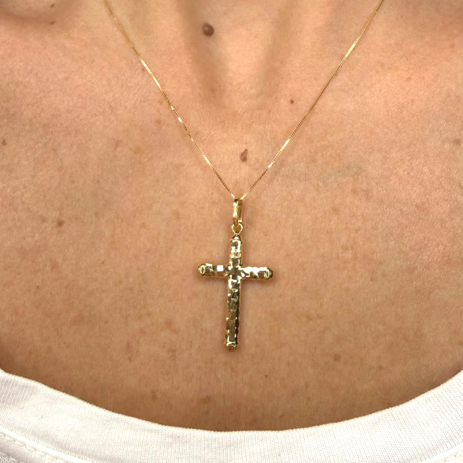 Croce sfaccettata in oro giallo 18 KT (750)
