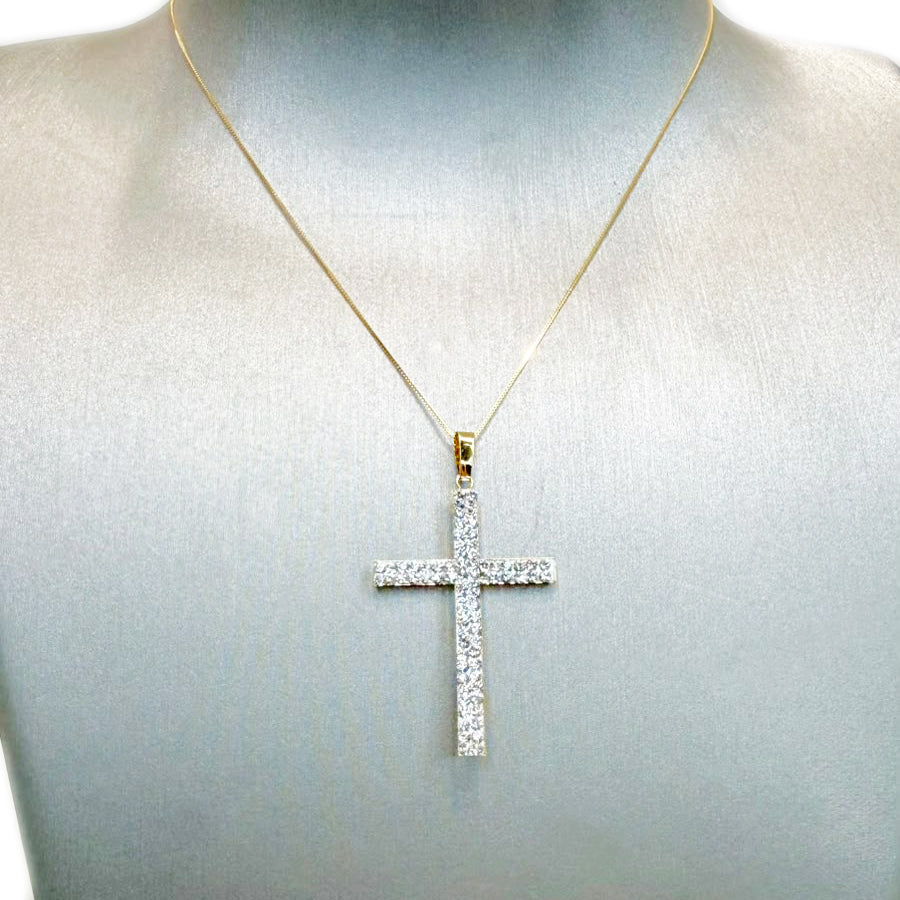 Ciondolo Croce zirconata in oro giallo 18 KT (750)