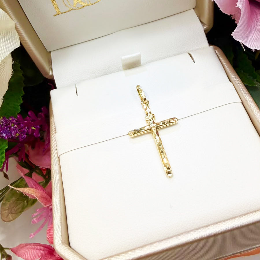 Ciondolo Croce sfaccettata in oro giallo 18 KT (750)