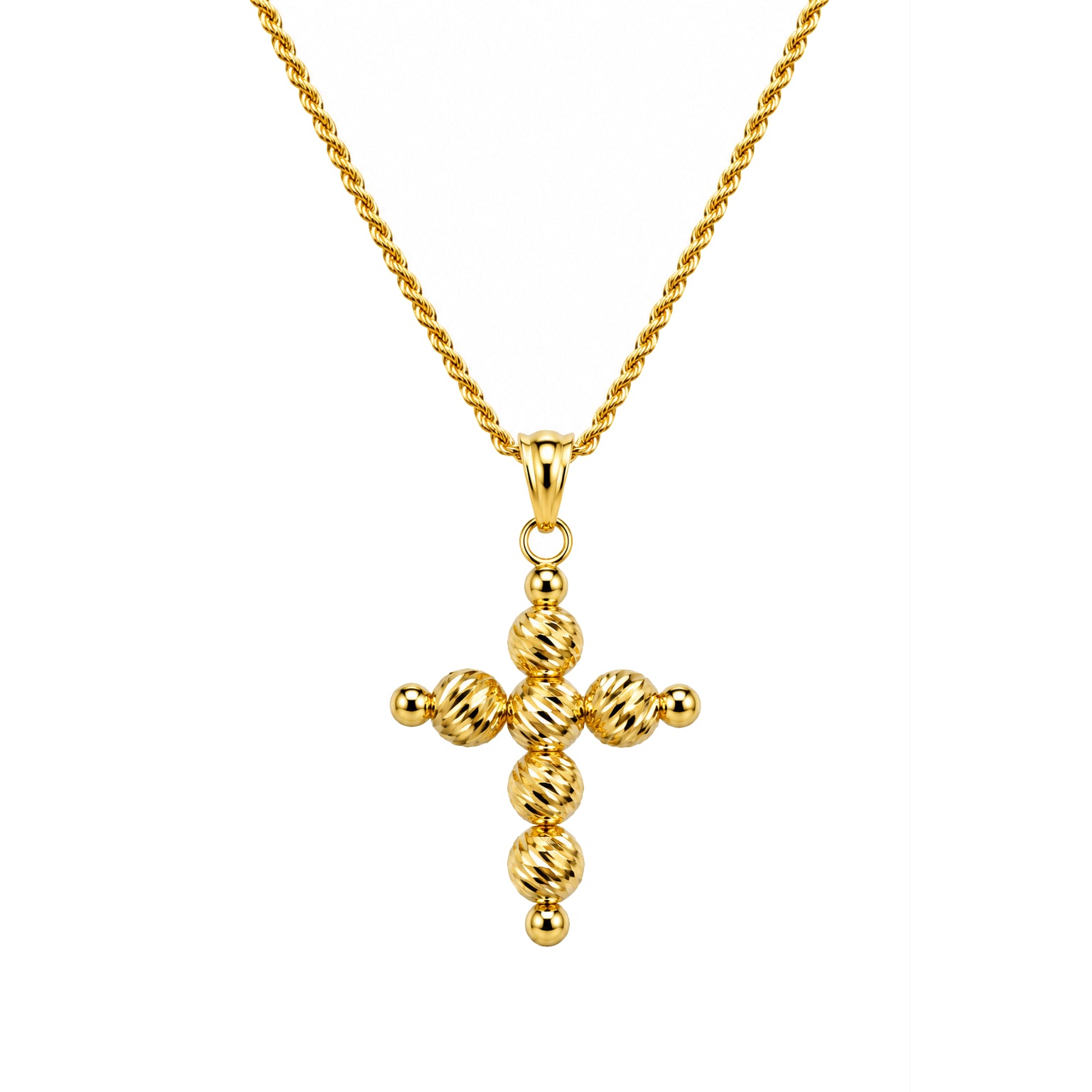 COLLANA UNISEX CON PENDENTE CROCE IN ARGENTO 925 DORATO