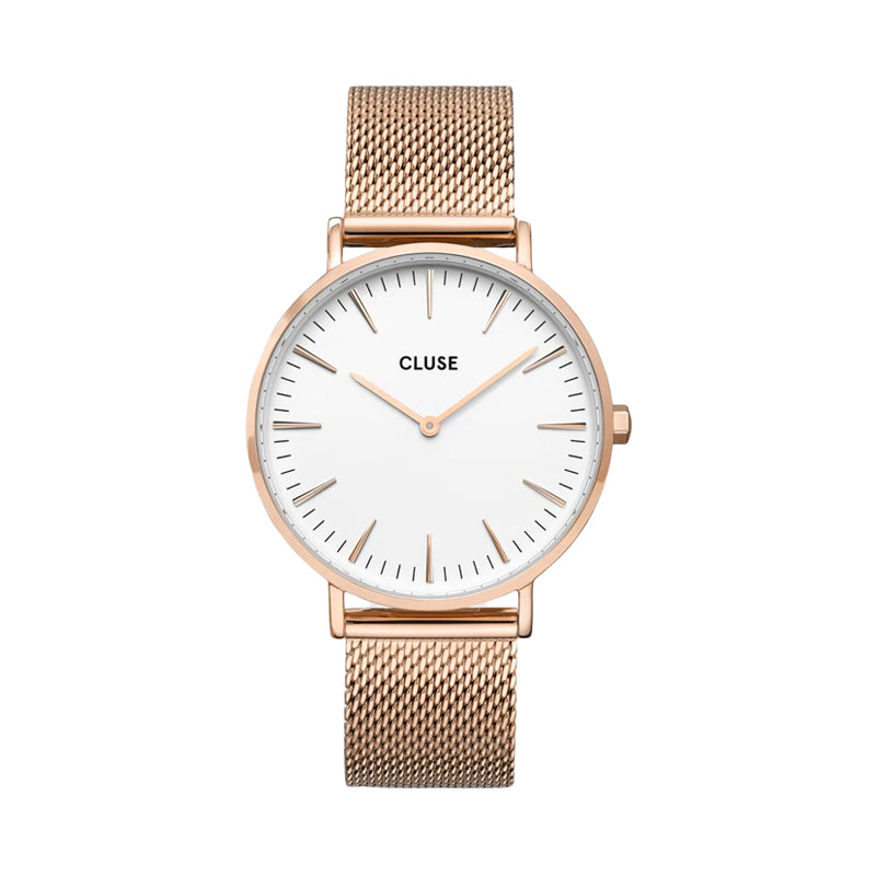 OROLOGIO CLUSE BOHO CHIC MESH BIANCO - ORO ROSA |38MM|