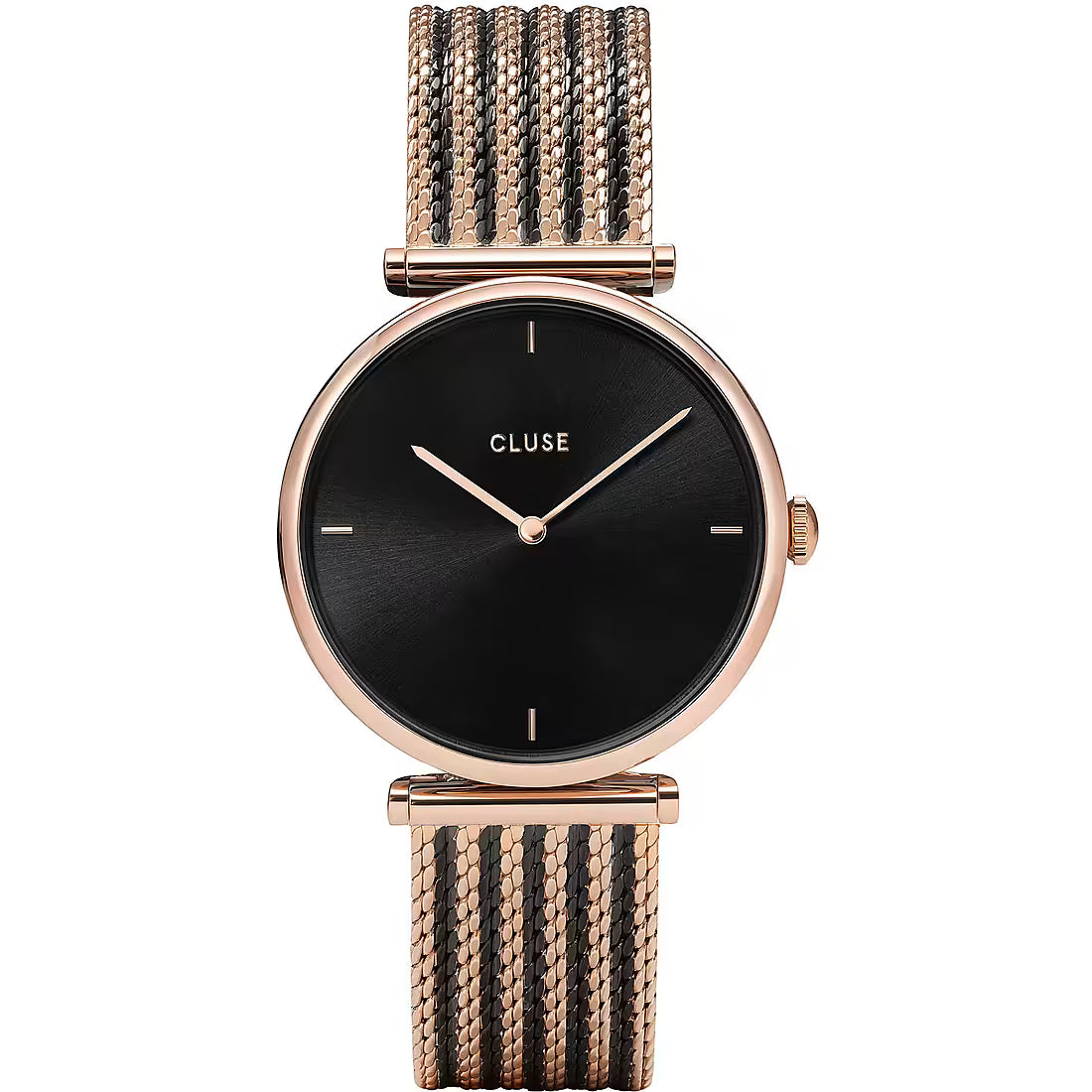 OROLOGIO CLUSE TRIOMPHE MESH ORO ROSA - NERO |33MM|