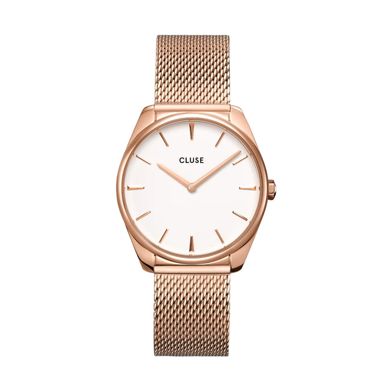 OROLOGIO CLUSE FEROCE MESH BIANCO - ORO ROSA |36MM|