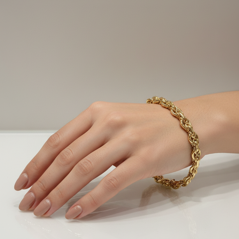 Bracciale in Oro Giallo 18KT (750) a Maglie Intrecciate – Made in Italy