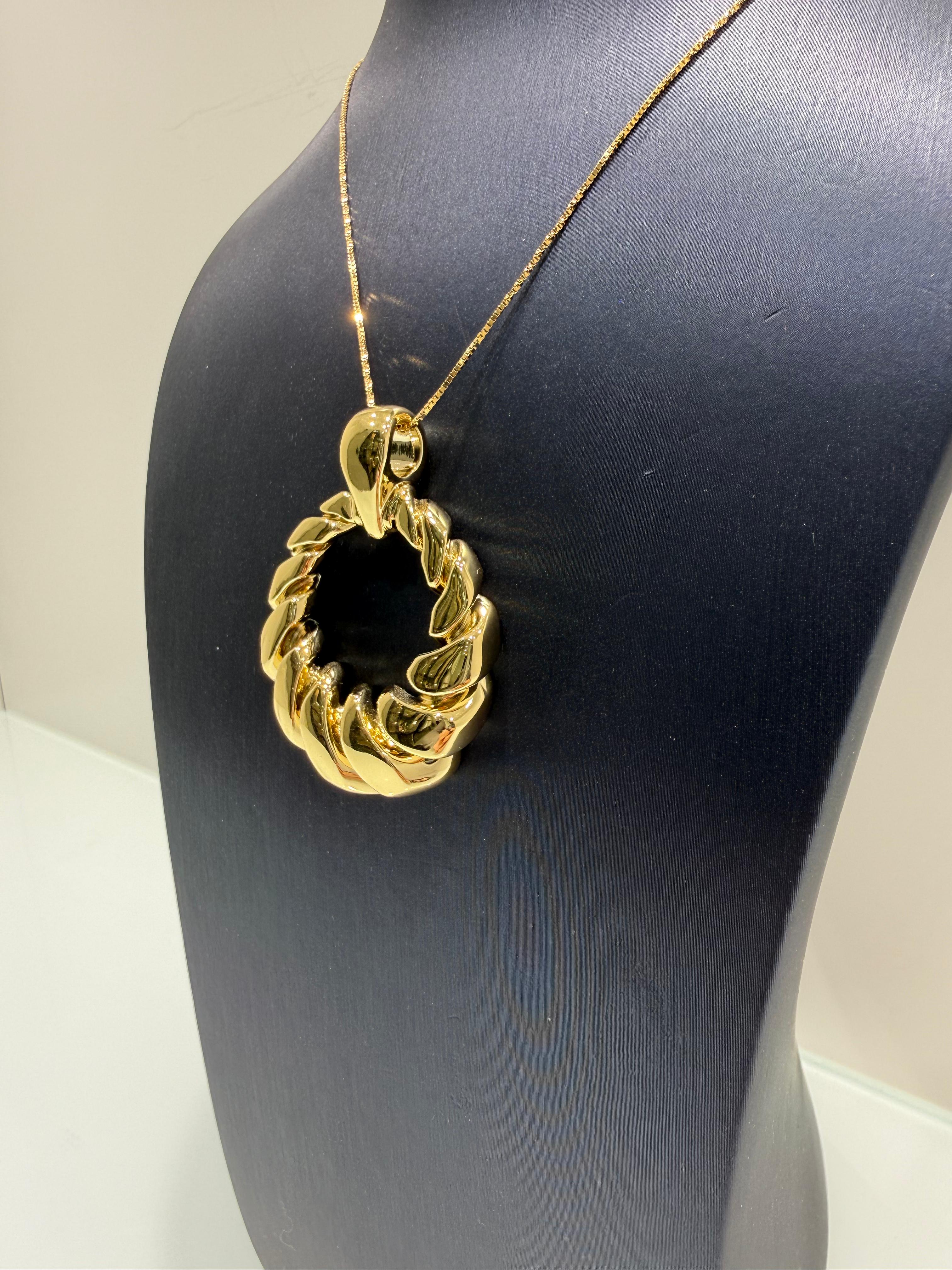 Pendente in Oro Giallo 18KT (750) Intrecciato a Cerchio – Made in Italy