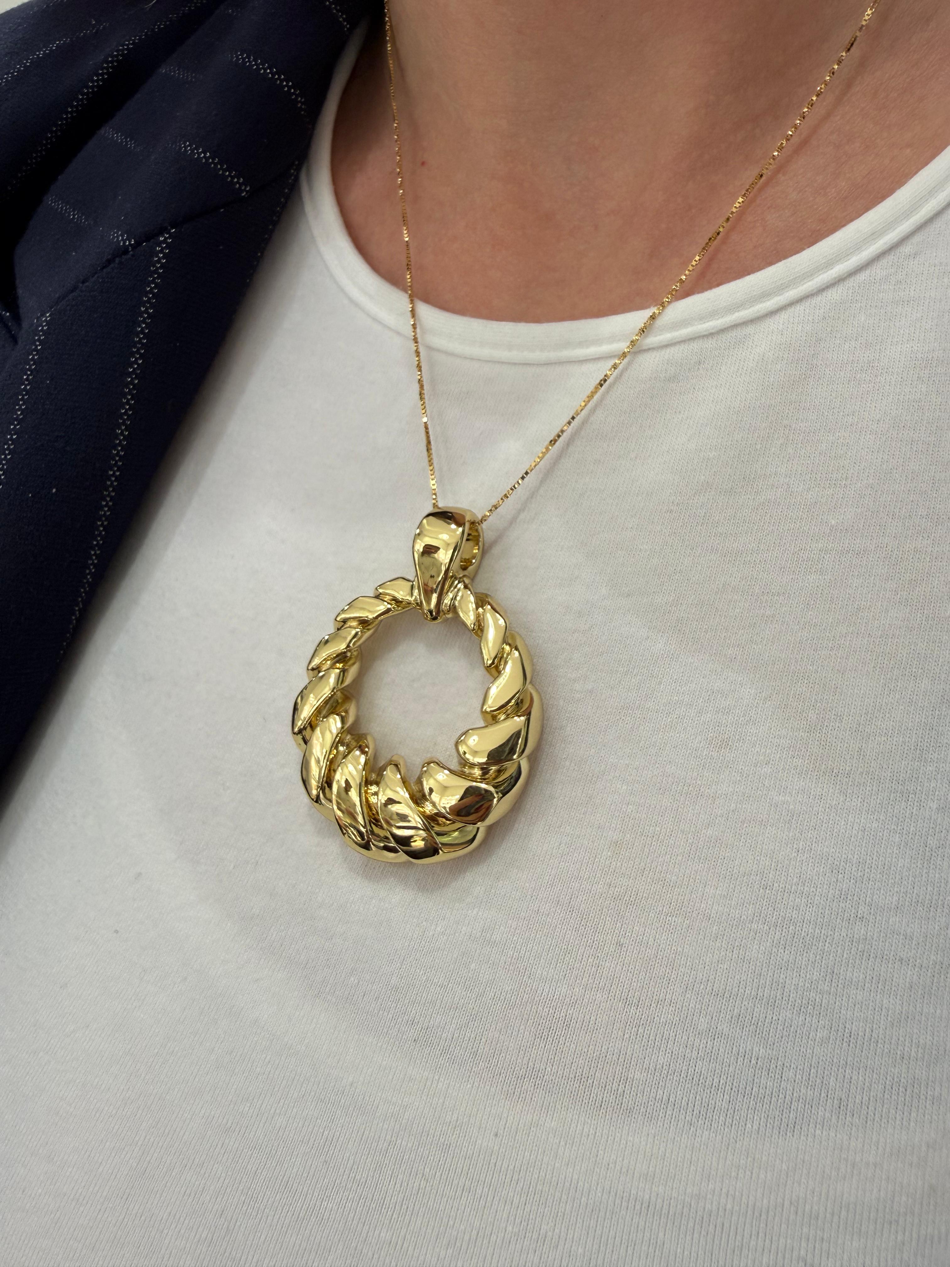 Pendente in Oro Giallo 18KT (750) Intrecciato a Cerchio – Made in Italy