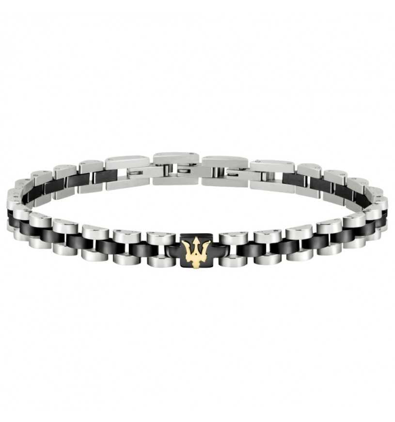 BRACCIALE UOMO MASERATI SILVER E BLACK