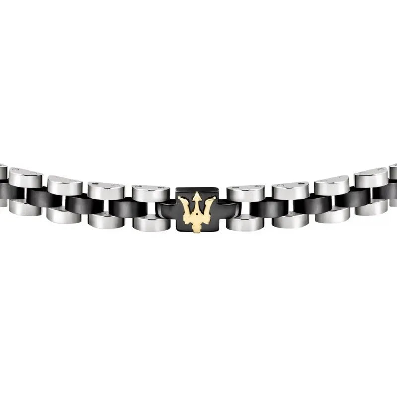 BRACCIALE UOMO MASERATI SILVER E BLACK