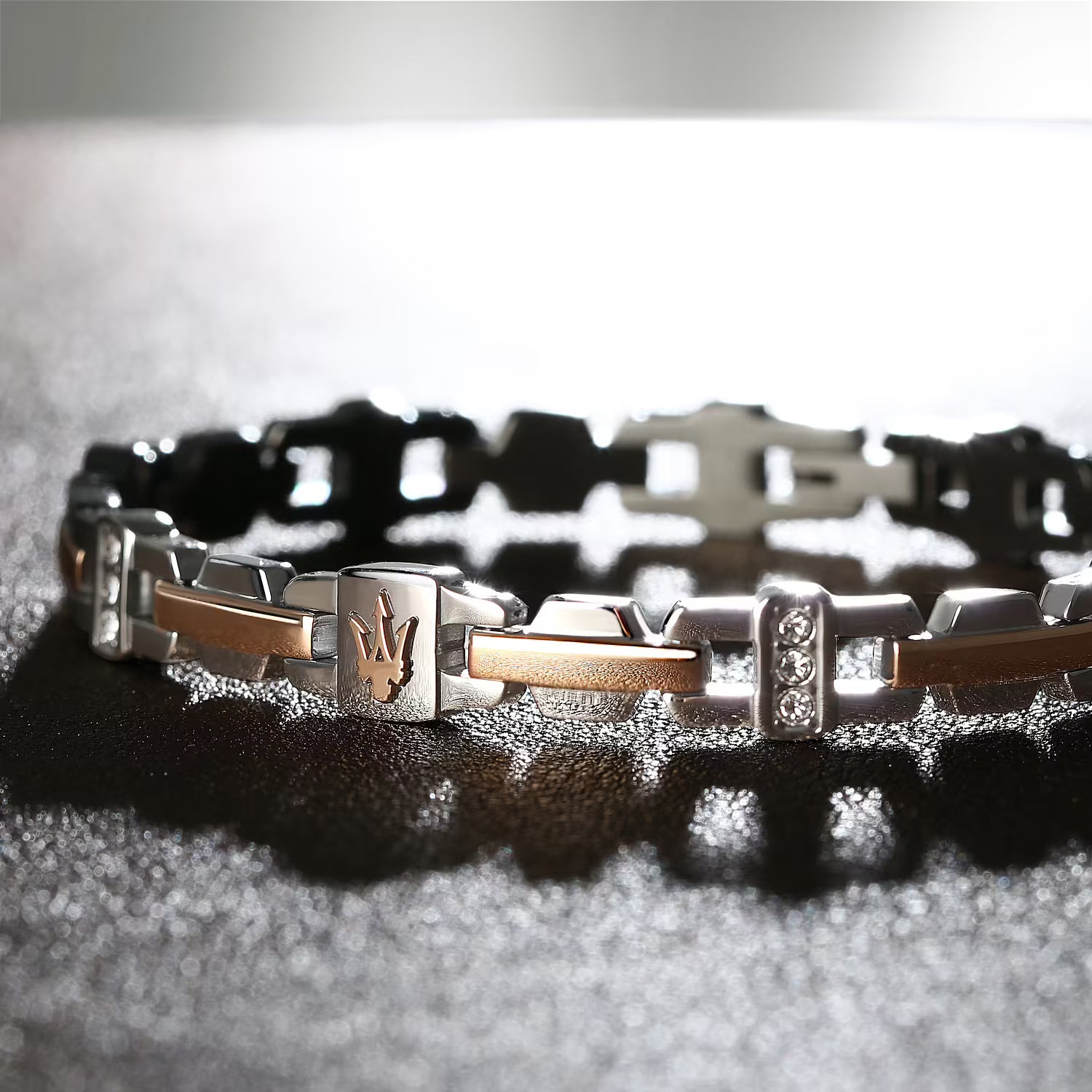 BRACCIALE UOMO MASERATI ICONIC ACCIAIO SILVER ROSE GOLD