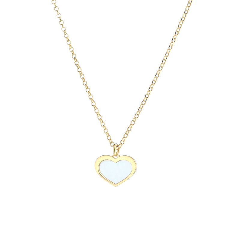 COLLANA CUORE IN ARGENTO GOLD E MADREPERLA