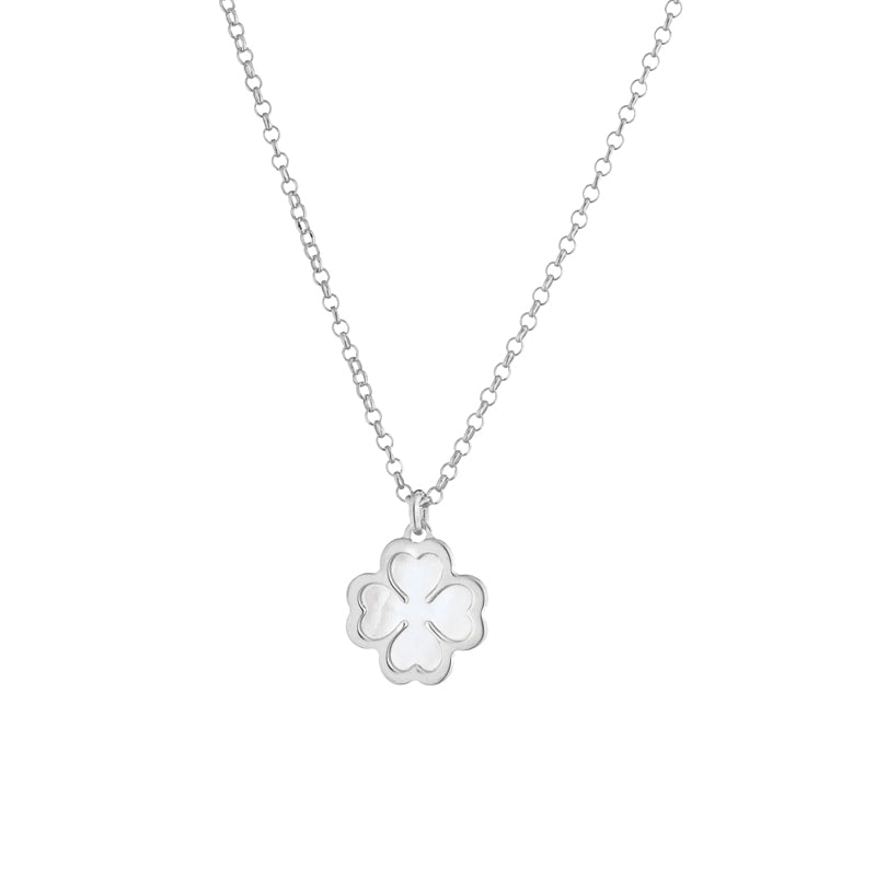 COLLANA QUADRIFOGLIO IN ARGENTO SILVER E MADREPERLA