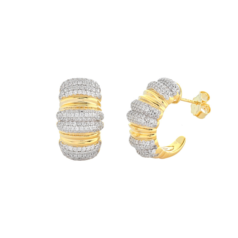 ORECCHINI SEMICERCHIO IN ARGENTO GOLD E ZIRCONI