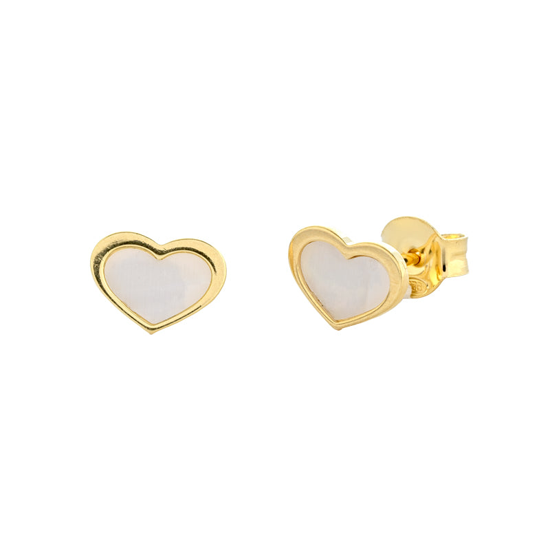ORECCHINI CUORE IN ARGENTO GOLD E MADREPERLA