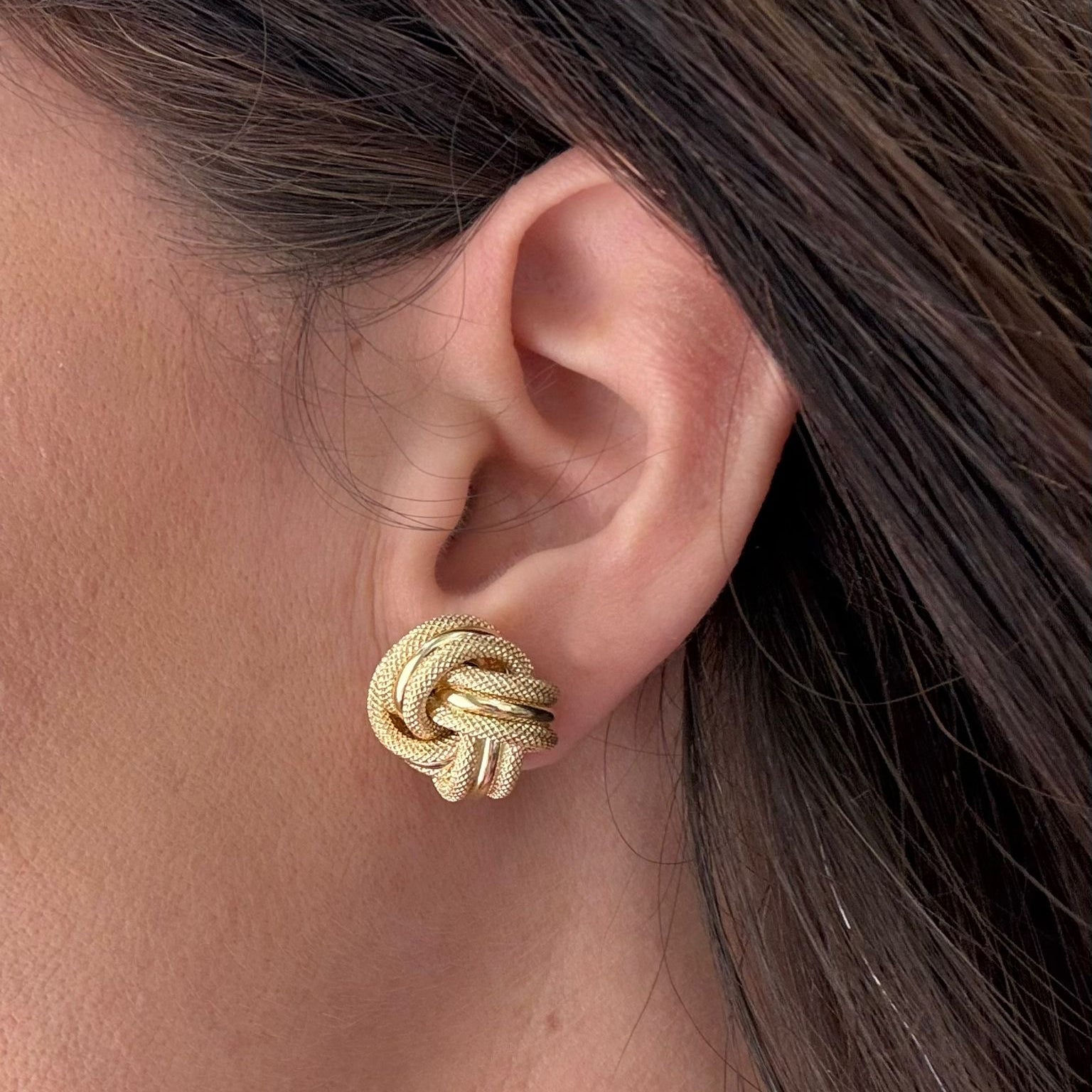 Orecchini nodo intrecciato in oro giallo 18KT (750) – Made in Italy
