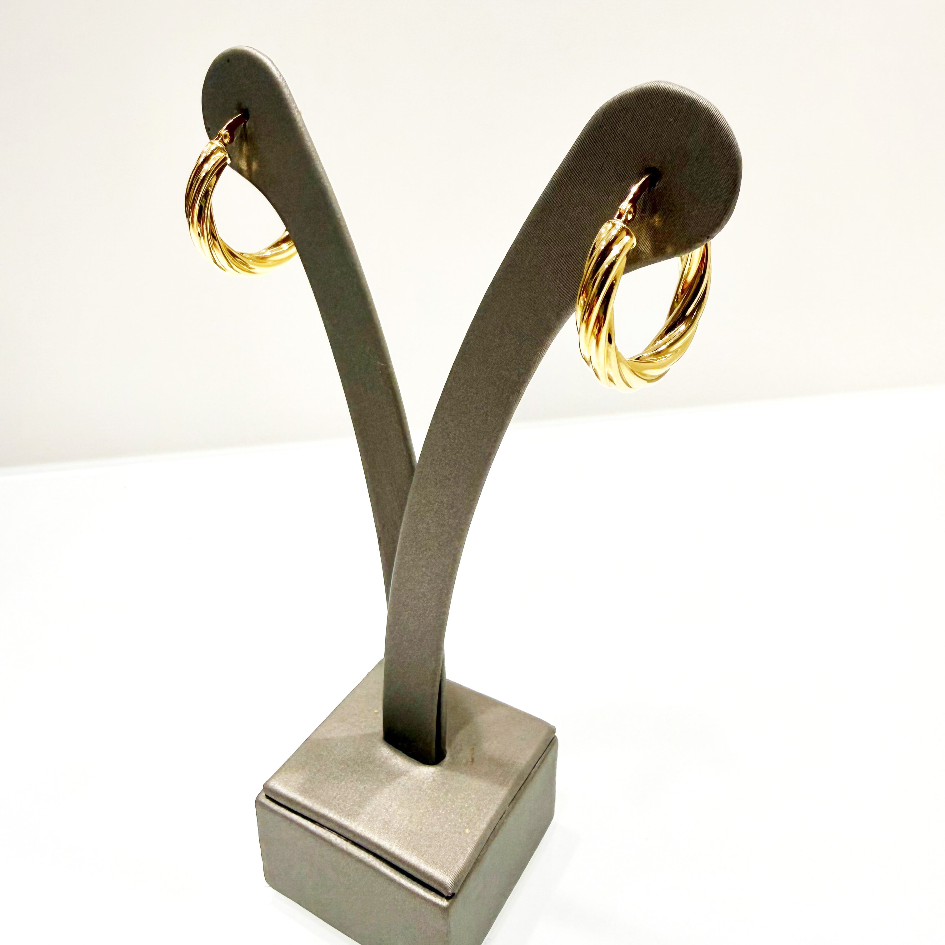 Orecchini a cerchio torchon in oro giallo 18KT (750) – Made in Italy