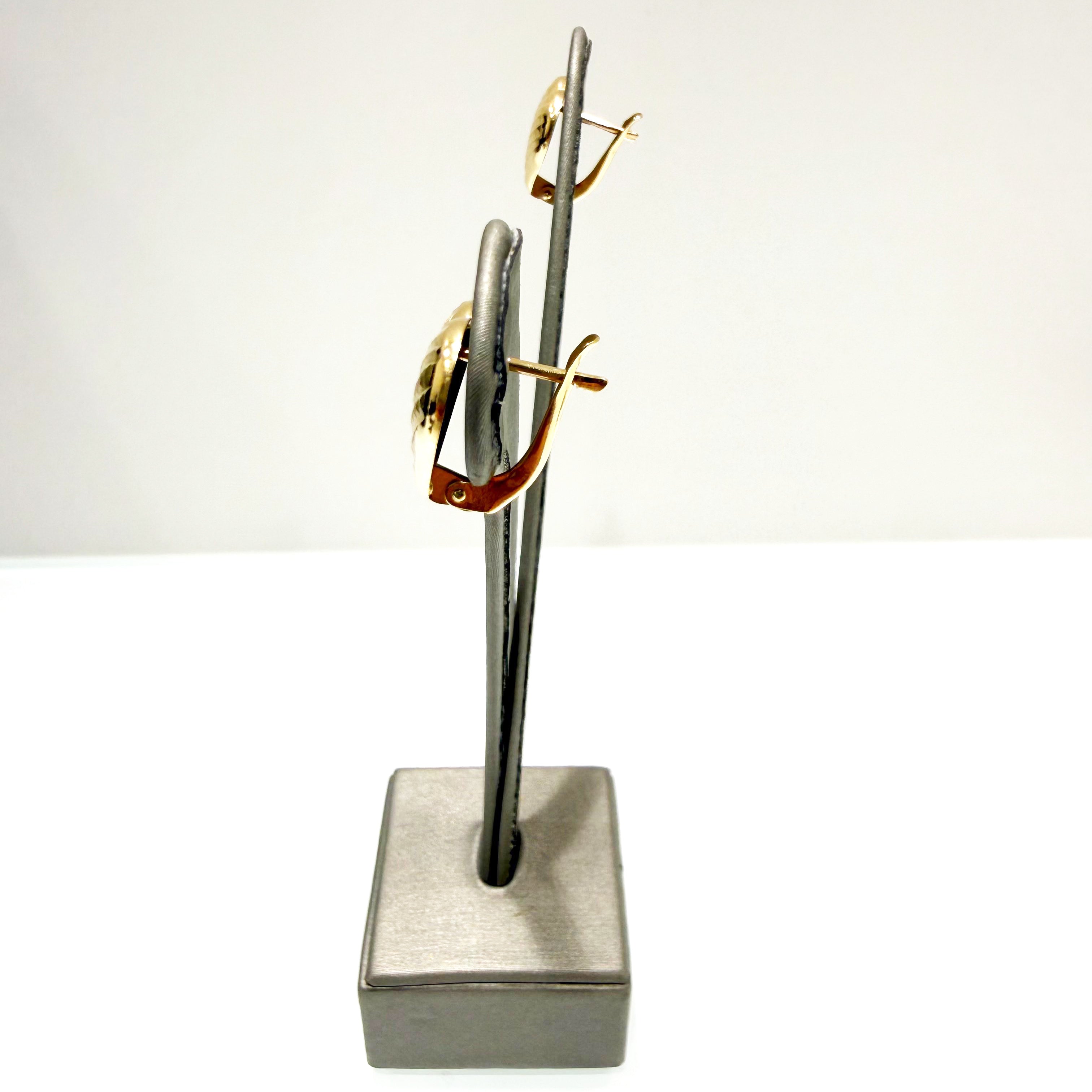 Orecchini a cuore lavorazione diamantata in oro giallo 18KT (750) – Made in Italy