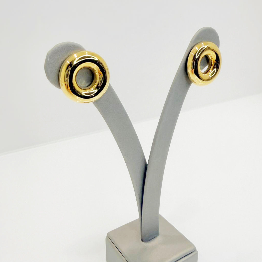 Orecchini a lobo cerchio concentrico in oro giallo 18KT (750)