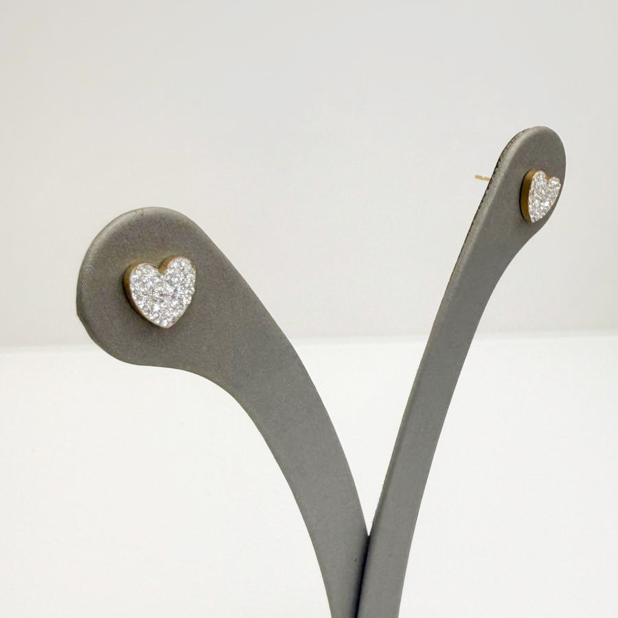 Orecchini cuore con zirconi in oro giallo 18 KT (750)