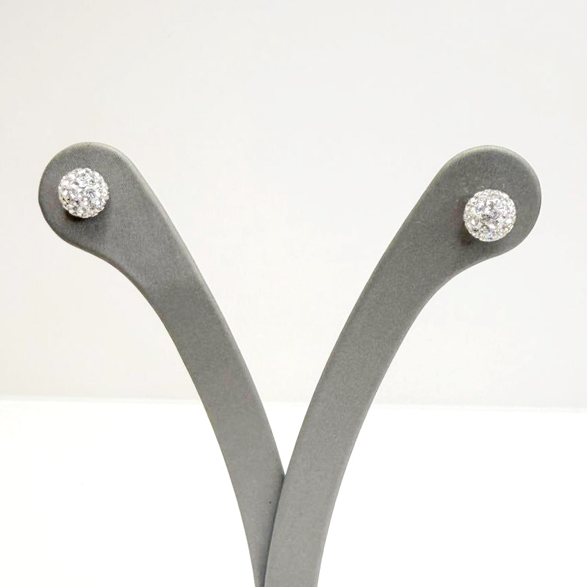 Orecchini punto luce boule con zirconi in oro bianco 18 KT (750)