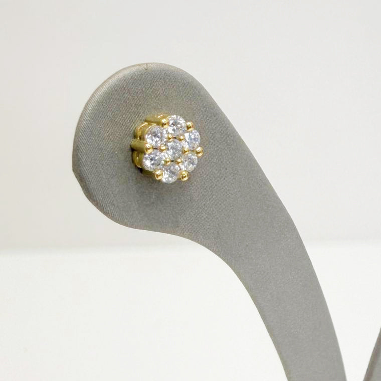 Orecchini fiore con zirconi in oro giallo 18 KT (750)