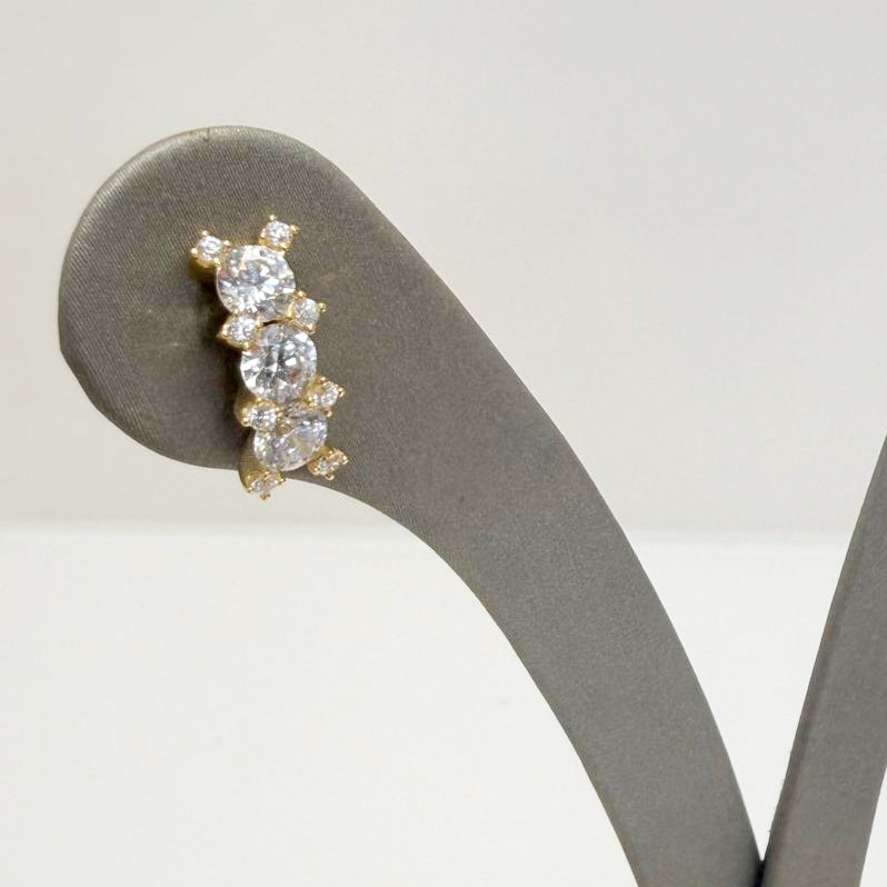 Orecchini trilogy con zirconi in oro giallo 18 KT (750)