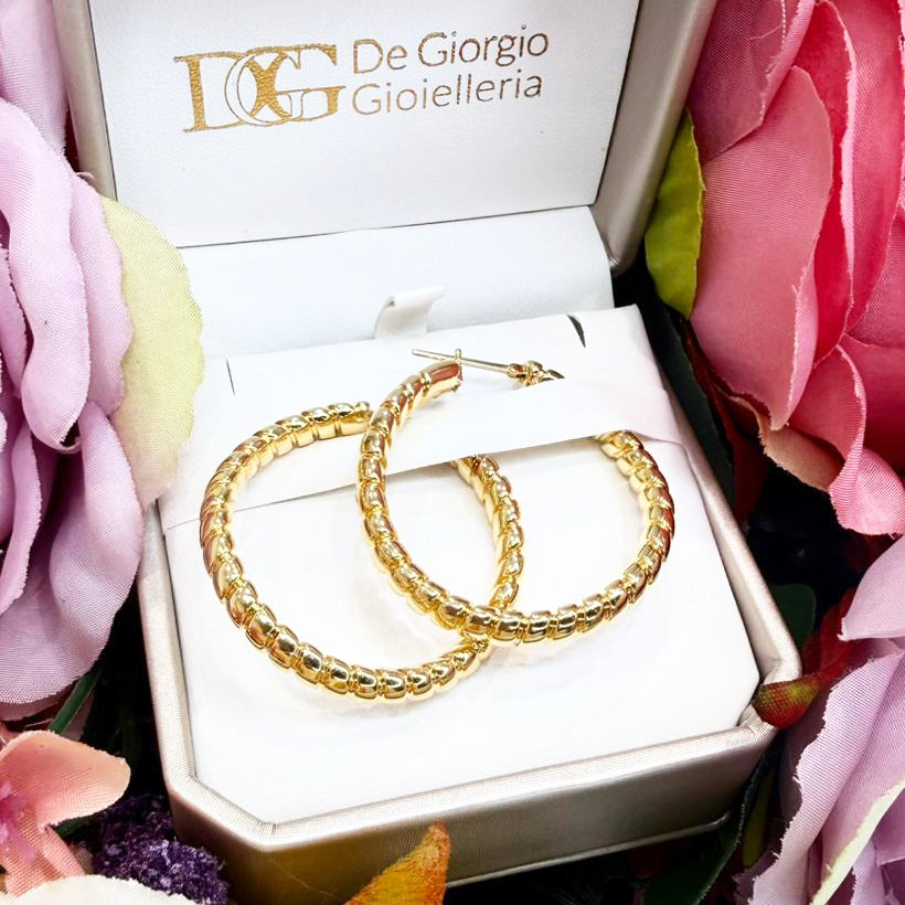 Orecchini cerchio bombati in oro giallo 18 KT (750)