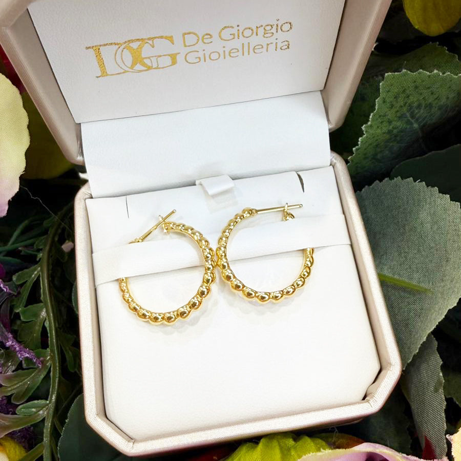 Orecchini cerchio boule in oro giallo 18 KT (750)