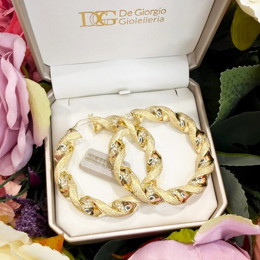 Orecchini torchon intrecciati in oro giallo 18 KT (750)