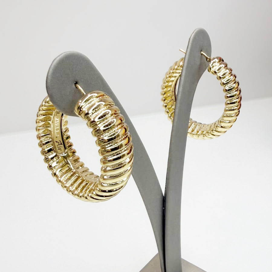 Orecchini a cerchio bombati in oro giallo 18 KT (750)