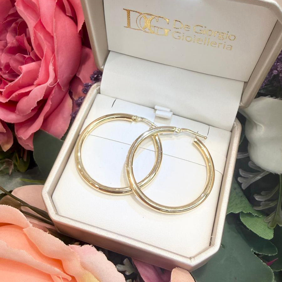 Orecchini a Cerchio Grandi in Oro Giallo 18 KT