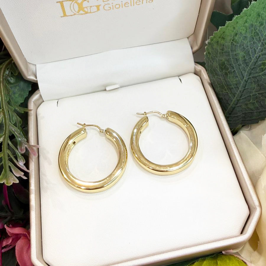 Orecchini a Cerchio Bombati in Oro Giallo 18 KT