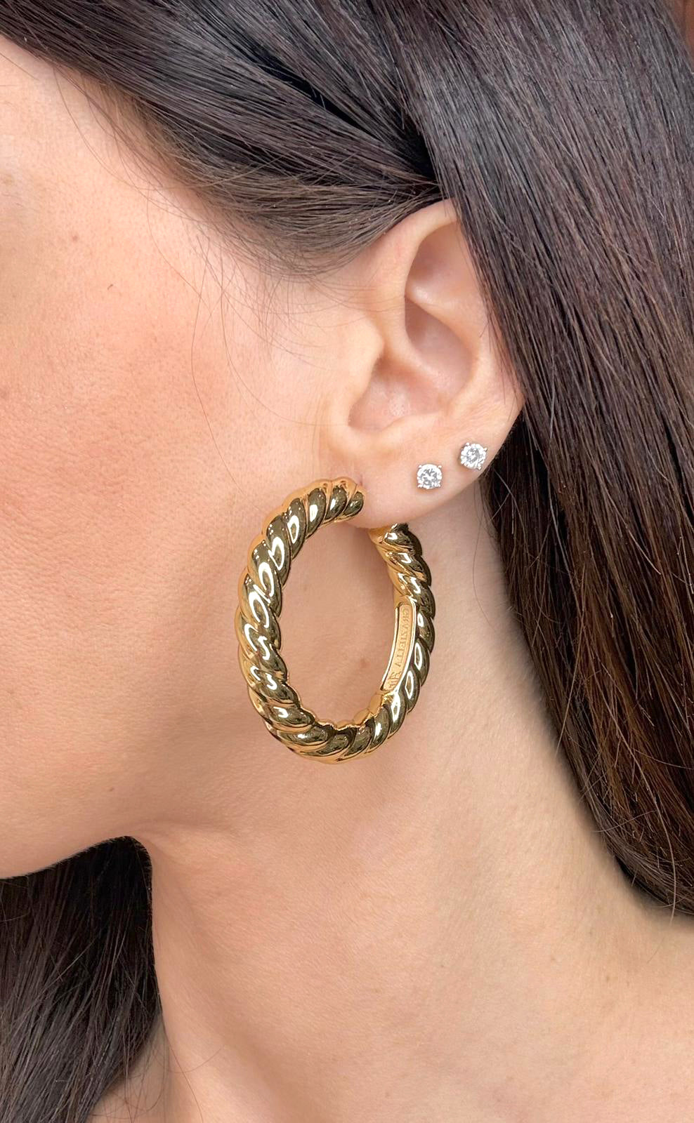 Orecchini a Cerchio Maxi Torchon in Oro Giallo 18 KT