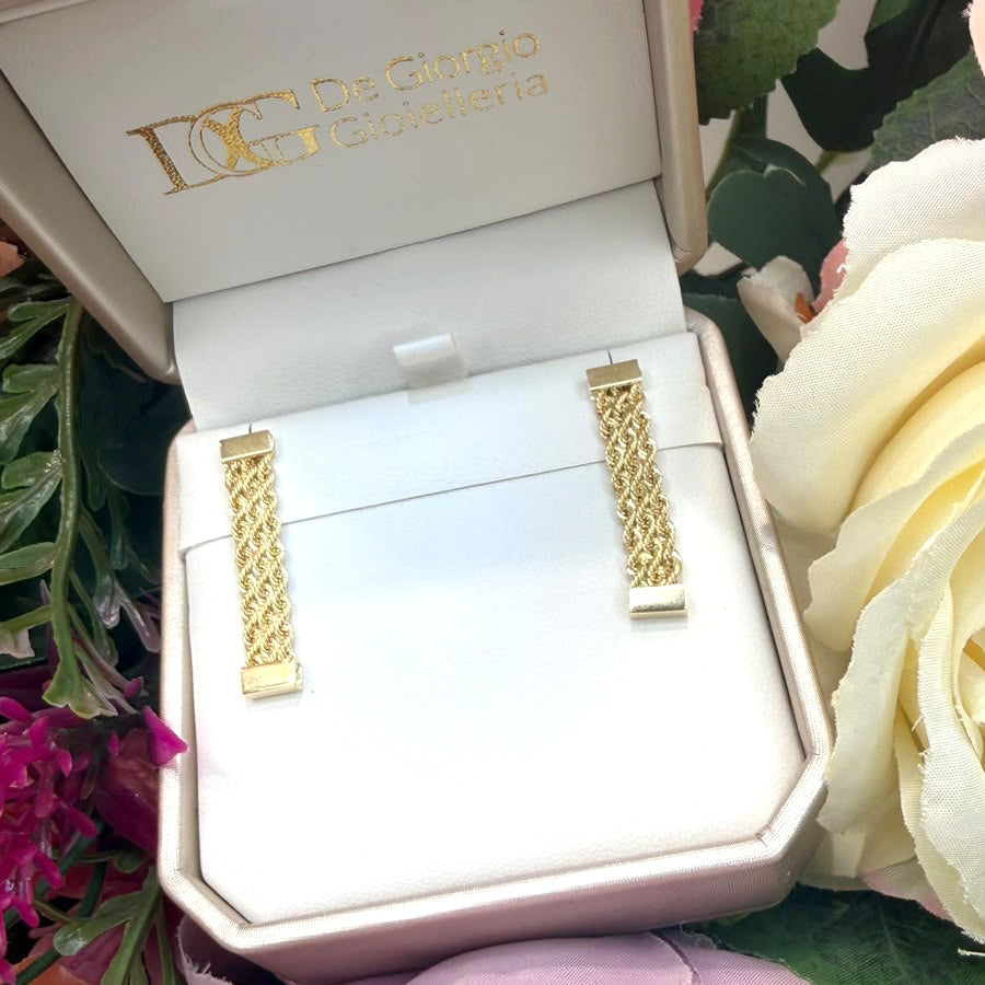 ORECCHINI PENDENTI INTRECCIATI IN ORO GIALLO 18 KT