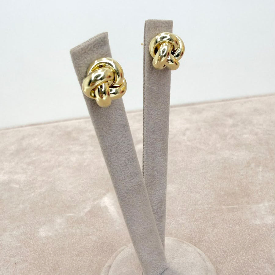 ORECCHINI NODO BOMBATO INTRECCIATO IN ORO GIALLO 18 KT