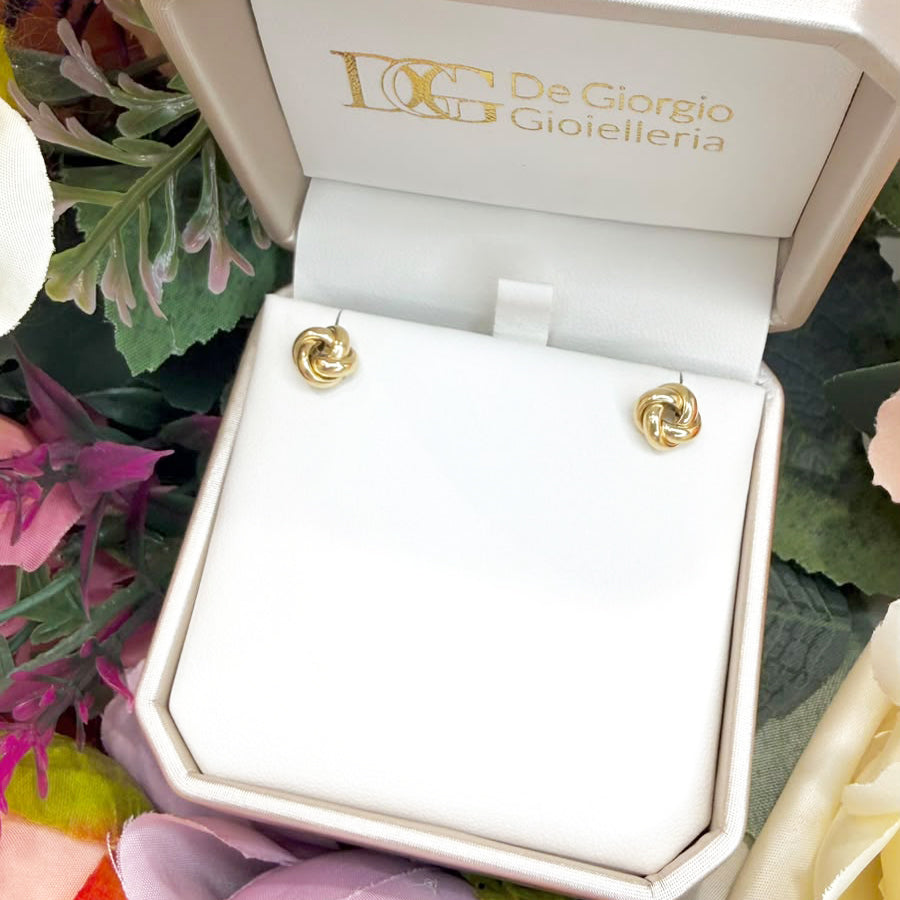 ORECCHINI NODO BOMBATO INTRECCIATO IN ORO GIALLO 18 KT