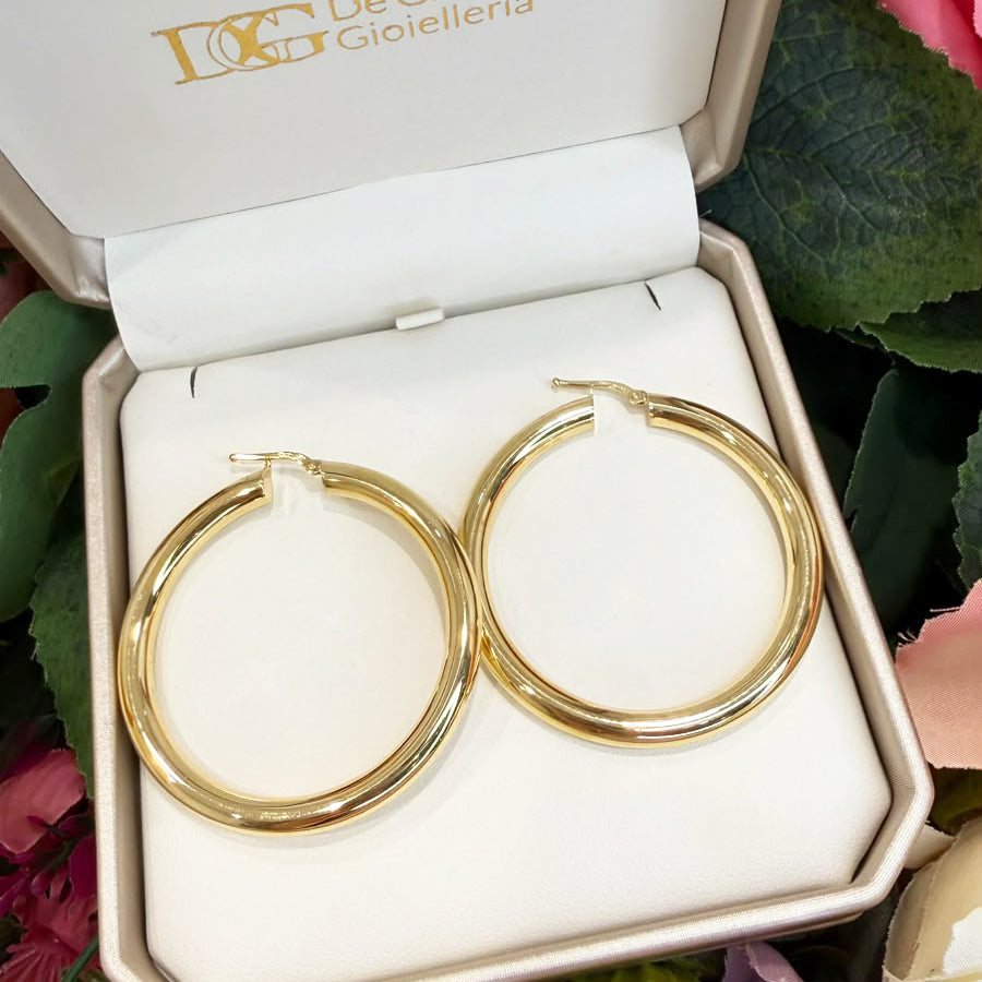 ORECCHINI A CERCHIO GRANDI IN ORO GIALLO 18 KT (750)
