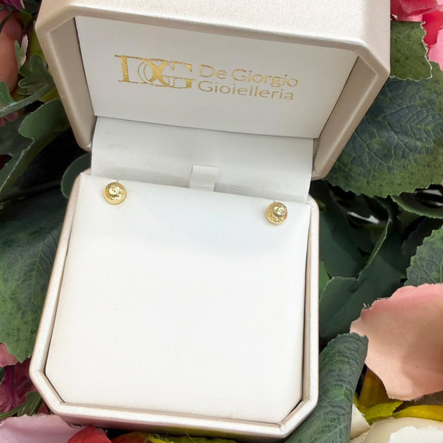 ORECCHINI A SFERA DIAMANTATA IN ORO GIALLO 18 KT (750)