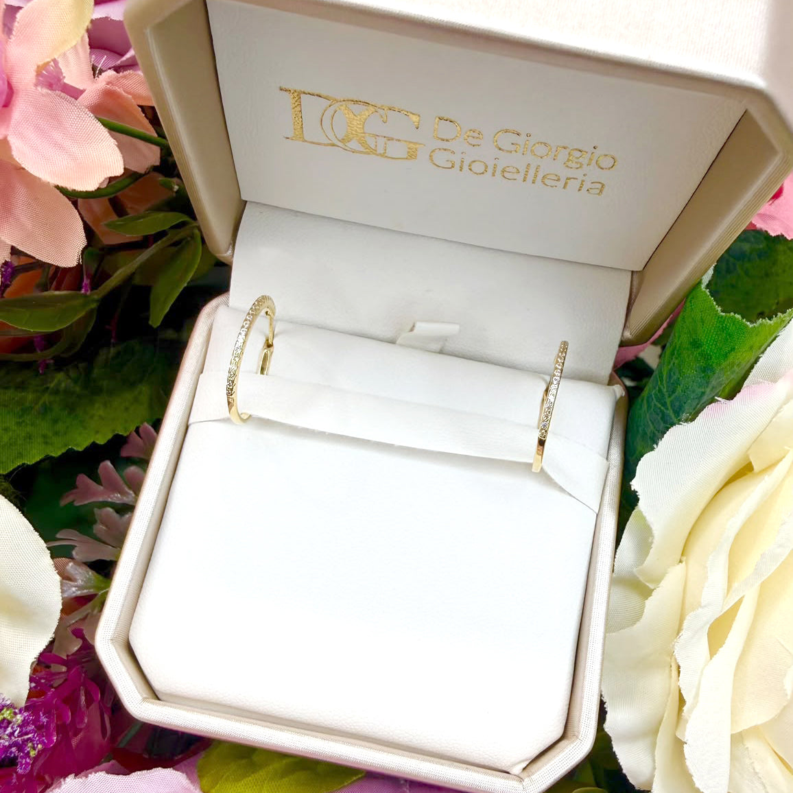 ORECCHINI A CERCHIO CON ZIRCONI IN ORO GIALLO 18 KT (750)