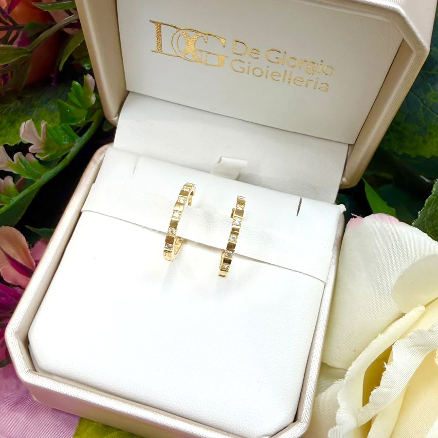 ORECCHINI A CERCHIO CON ZIRCONI IN ORO GIALLO 18 KT (750)