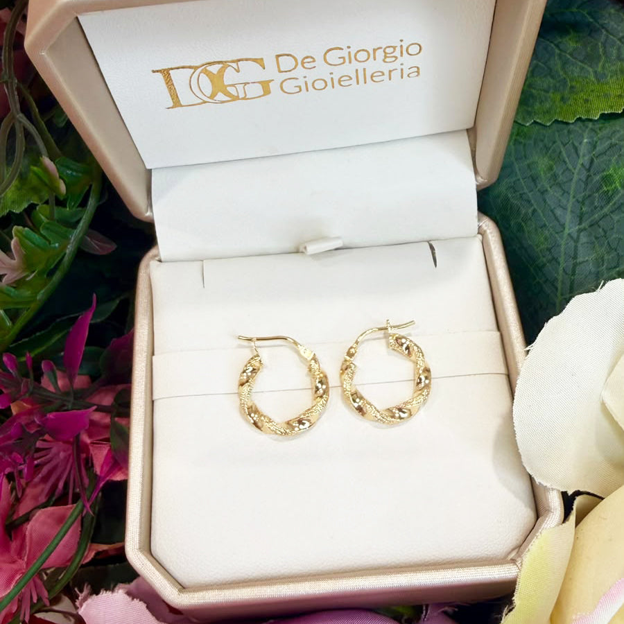 ORECCHINI A CERCHIO TORCHON LAVORATI IN ORO GIALLO 18 KT (750)