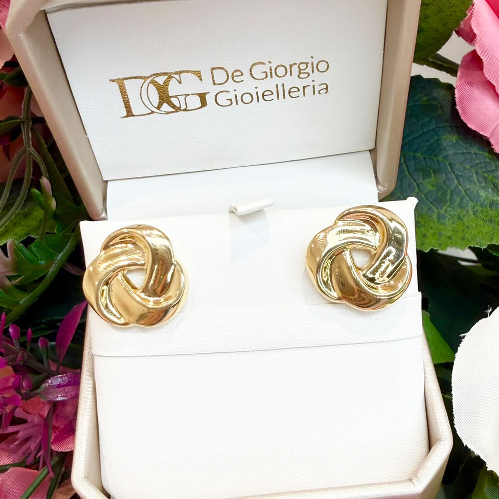ORECCHINI A NODO BOMBATO IN ORO GIALLO 18 KT (750)