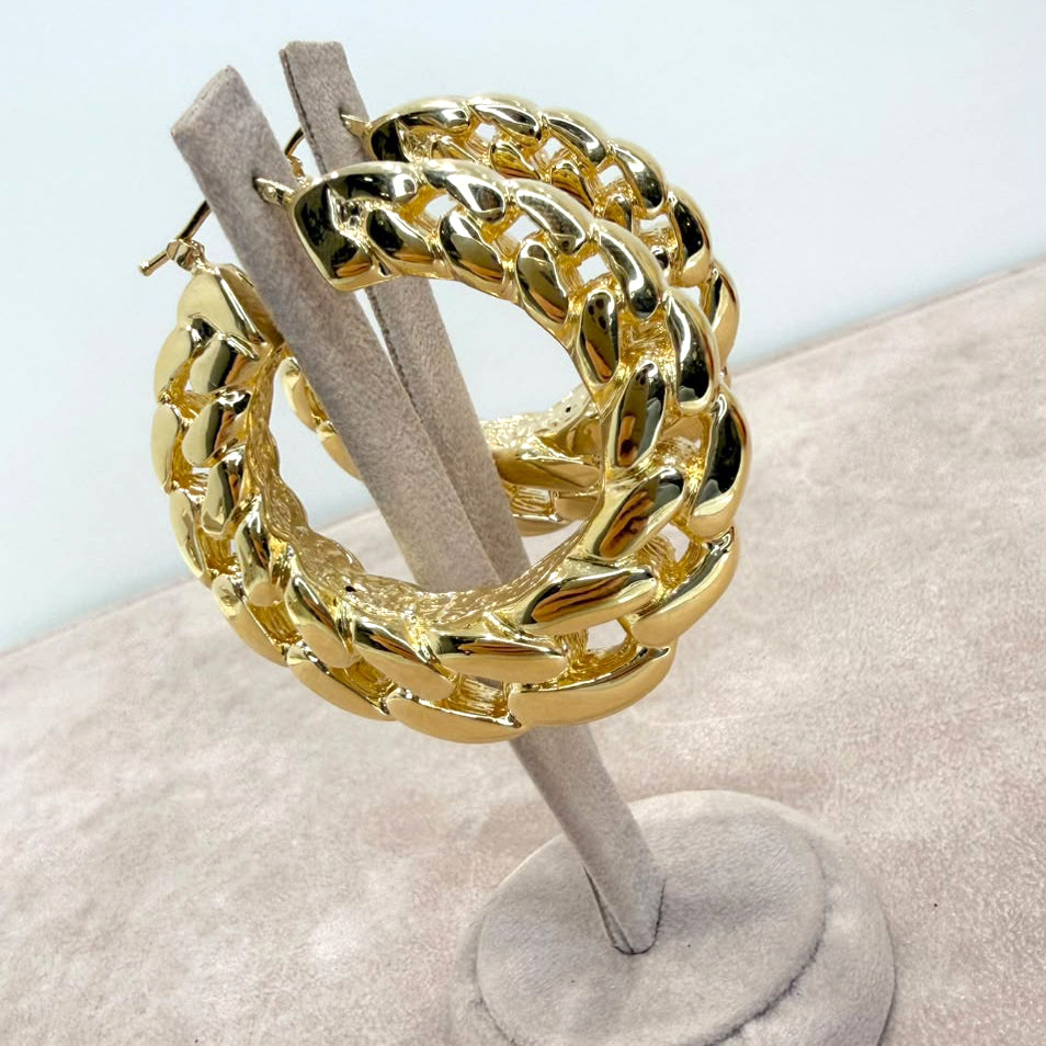 ORECCHINI A CERCHIO GROUMETTE BOMBATA IN ORO GIALLO 18 KT (750)