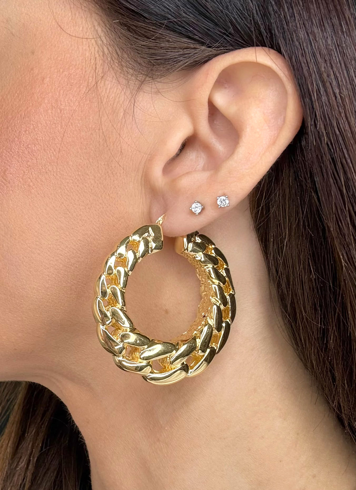 ORECCHINI A CERCHIO GROUMETTE BOMBATA IN ORO GIALLO 18 KT (750)
