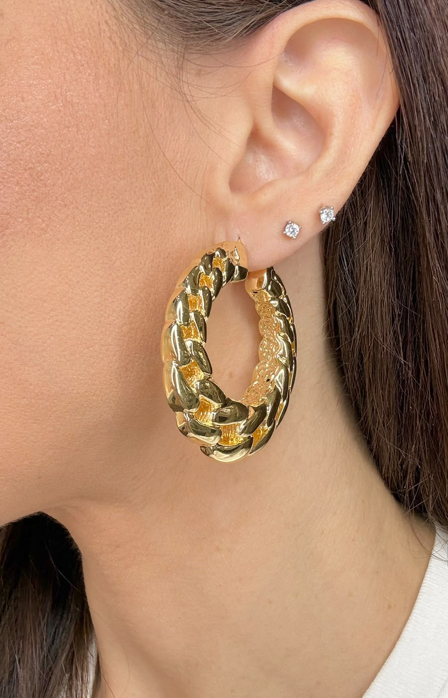 ORECCHINI A CERCHIO GROUMETTE BOMBATA IN ORO GIALLO 18 KT (750)