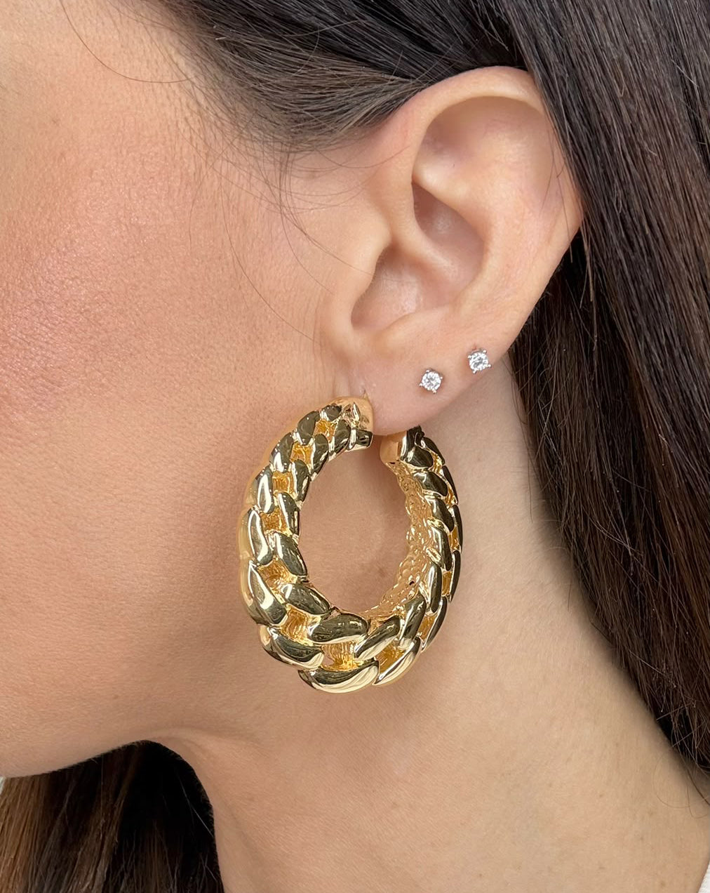 ORECCHINI A CERCHIO GROUMETTE BOMBATA IN ORO GIALLO 18 KT (750)