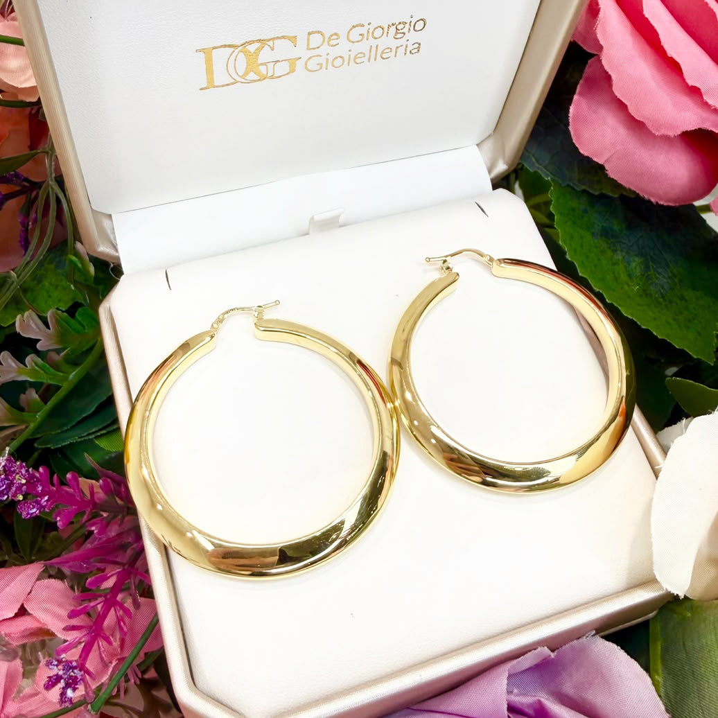 ORECCHINI A CERCHIO BOMBATO LISCIO IN ORO GIALLO 18 KT (750)