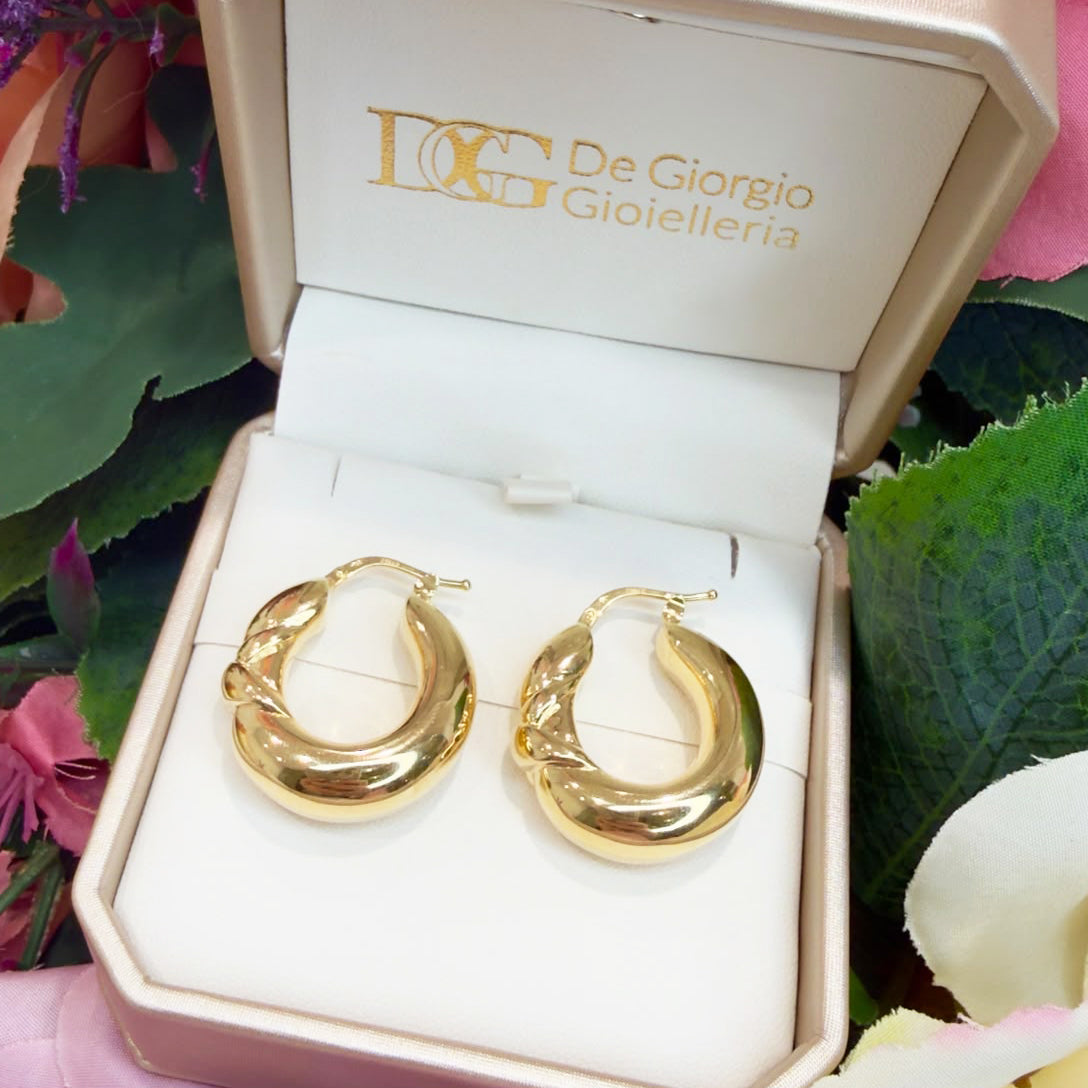 ORECCHINI A CERCHIO BOMBATO ONDULATO IN ORO GIALLO 18 KT (750)