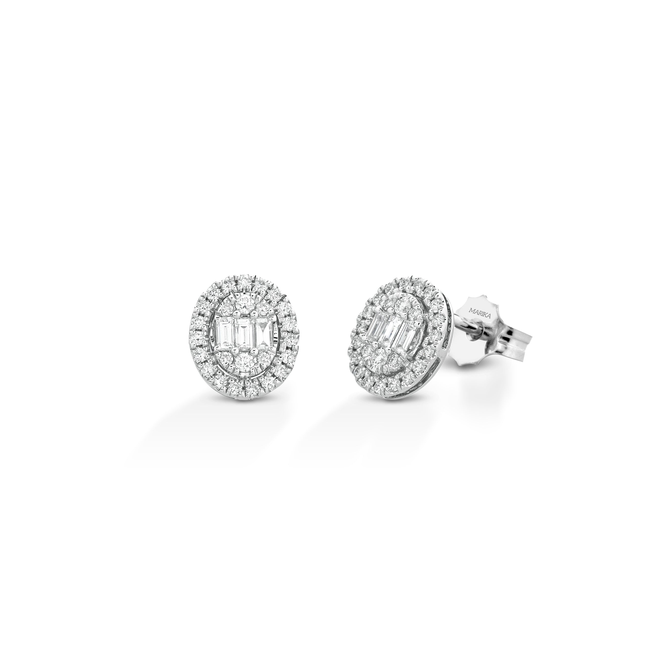 ORECCHINI IN ORO BIANCO 18KT DIAMANTI E BAGUETTE